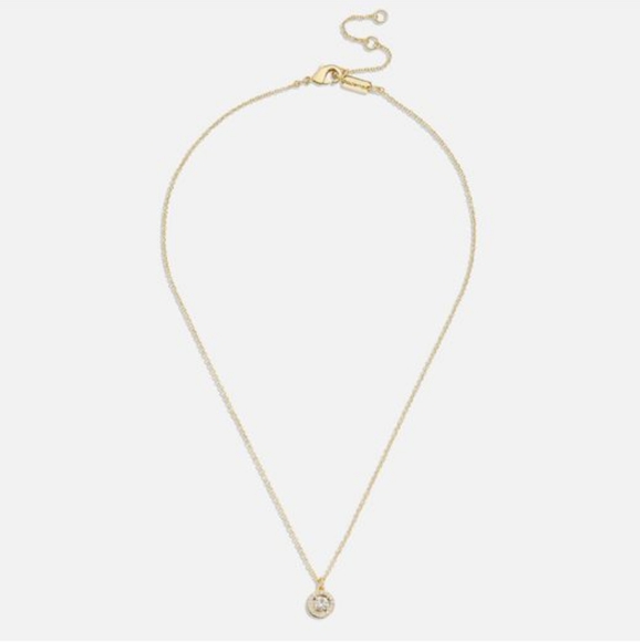 COACH Pave Halo Necklace in Gold NWT $125 - Picture 6 of 8